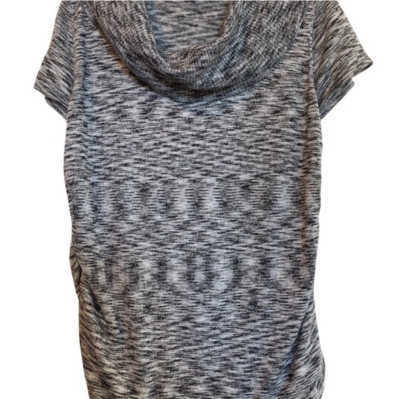 APT. 9 Sweater Black Grey White Metallic Silver Cowl Neck Short Sleeve Size XL - Picture 2 of 14